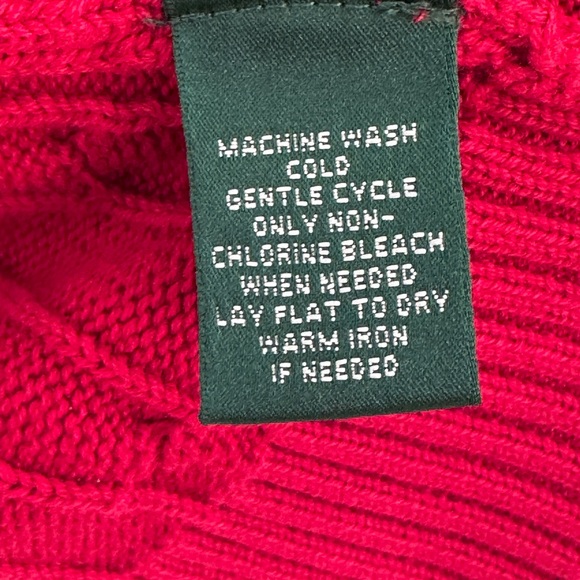 Vintage Lauren Active Ralph Lauren Red Cable Knit Full-Zip Sweater cardigan - Picture 9 of 9